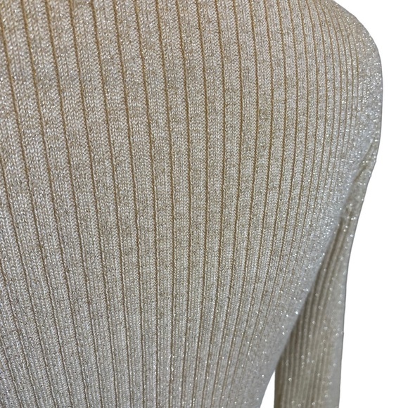 SLIDEWEAR western show top women's S/M ribbed gold tan metallic Bling embroidery - Picture 5 of 12